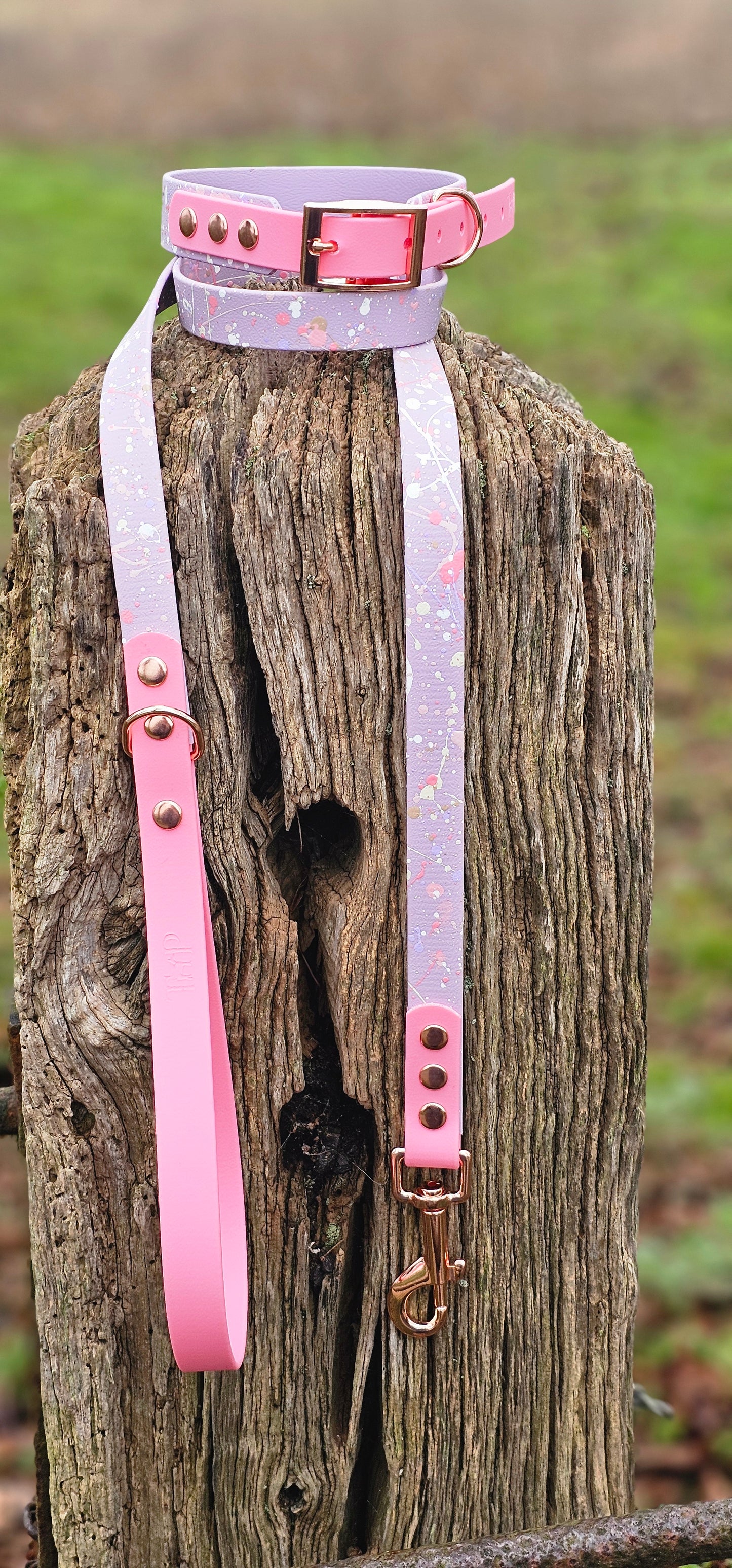 Pastel Splatter Collection Lilac -  BioThane waterproof Splatter Dog Collar & Lead