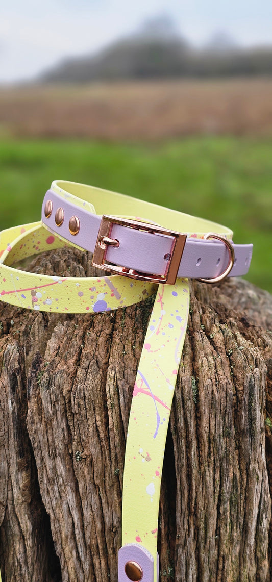 Lavender Lemonade – Waterproof BioThane® Splatter Dog Collar