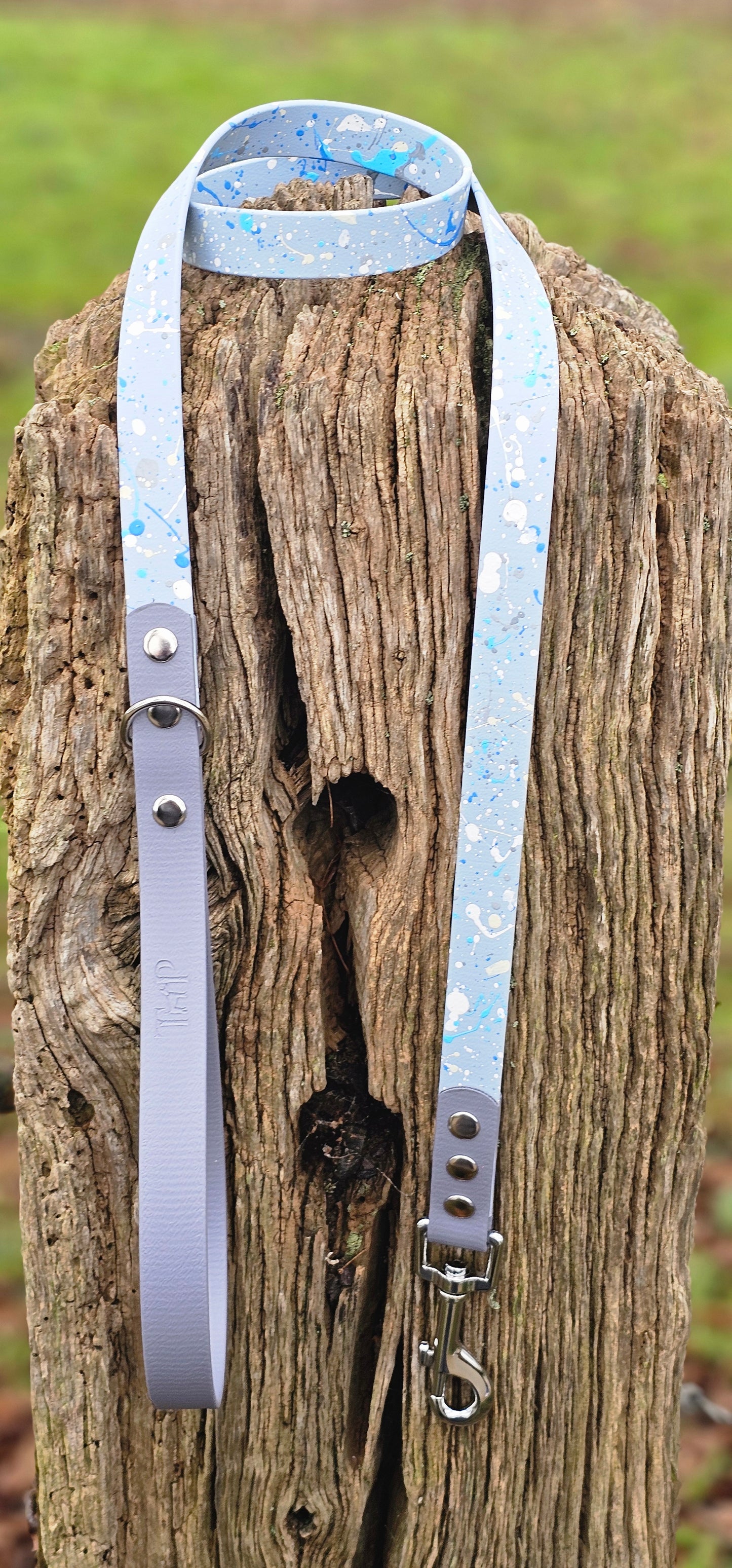 Pastel Splatter Collection Pastel Blue -  BioThane waterproof Splatter Dog Collar & Lead