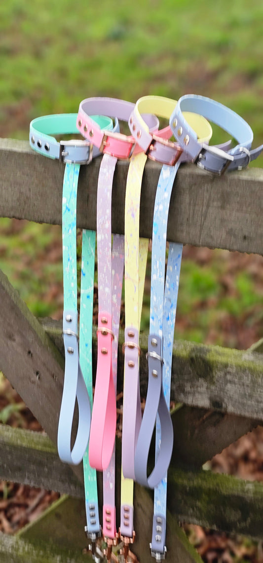 Pastel Splatter Collection Bundle - 24-piece waterproof BioThane® Collar & Lead Bundle