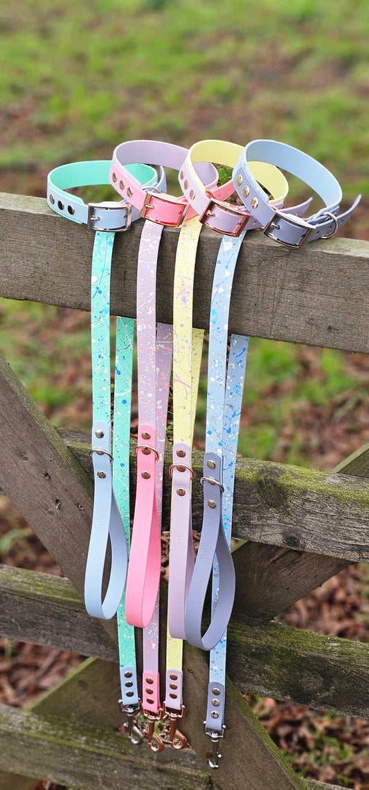 Pastel Splatter Collection Bundle - 24-piece waterproof BioThane® Collar & Lead Bundle