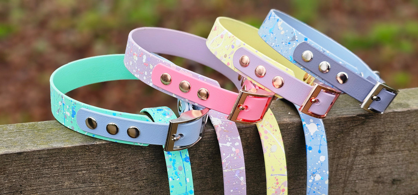 Pastel Splatter Collection Seafoam -  BioThane waterproof Splatter Dog Collar & Lead