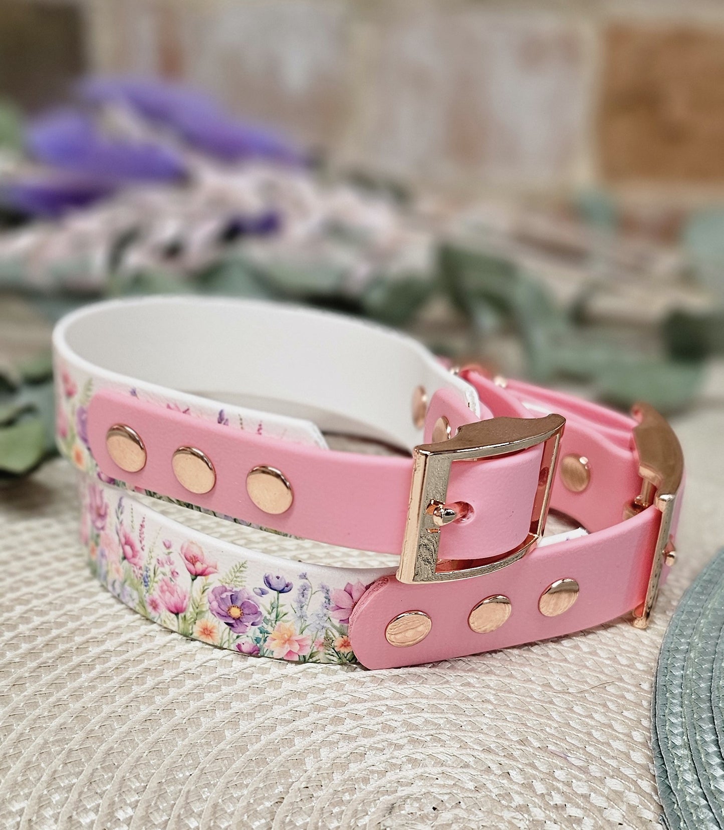 Pink Blossom Waterproof BioThane® Dog Collar