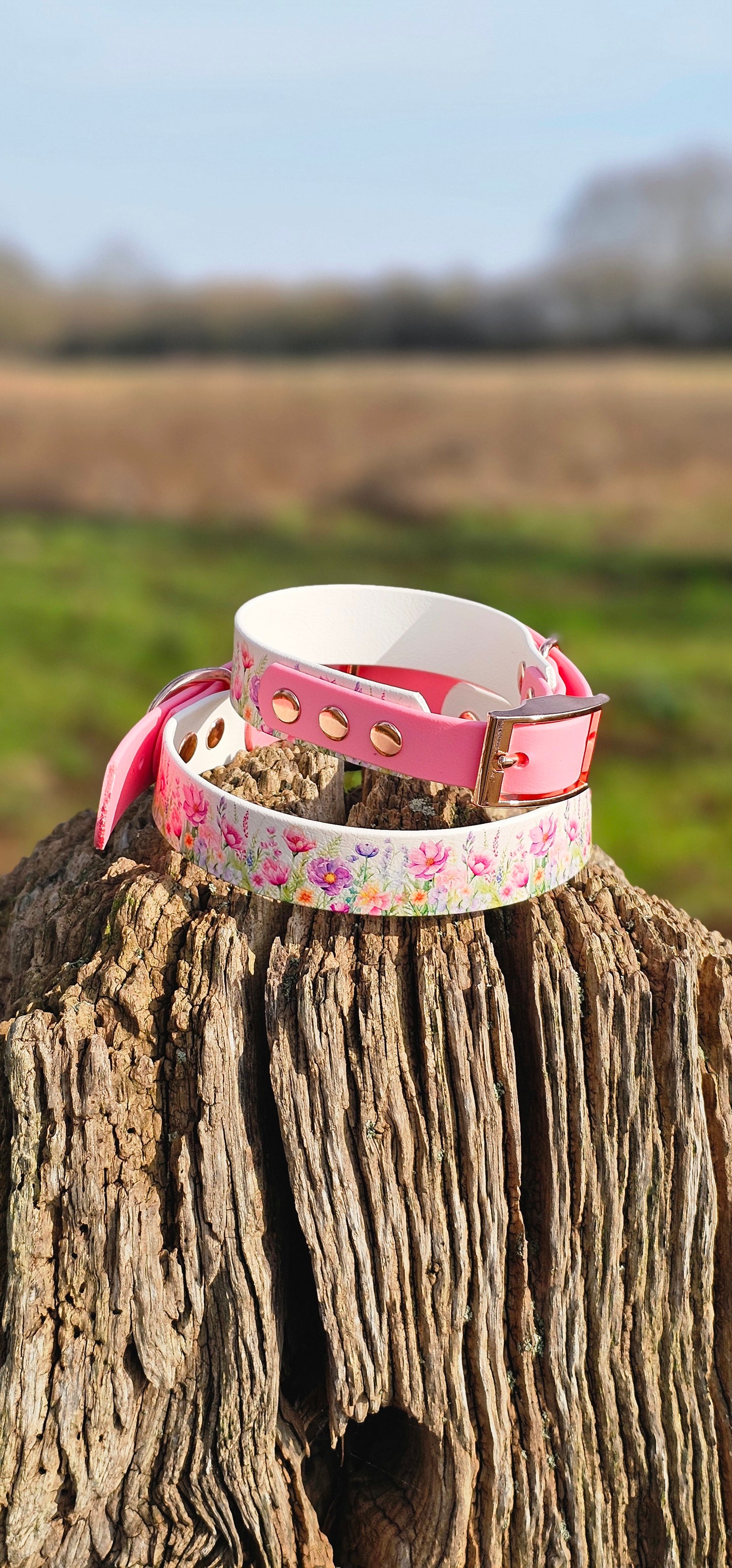 Pink Blossom Waterproof BioThane® Dog Collar