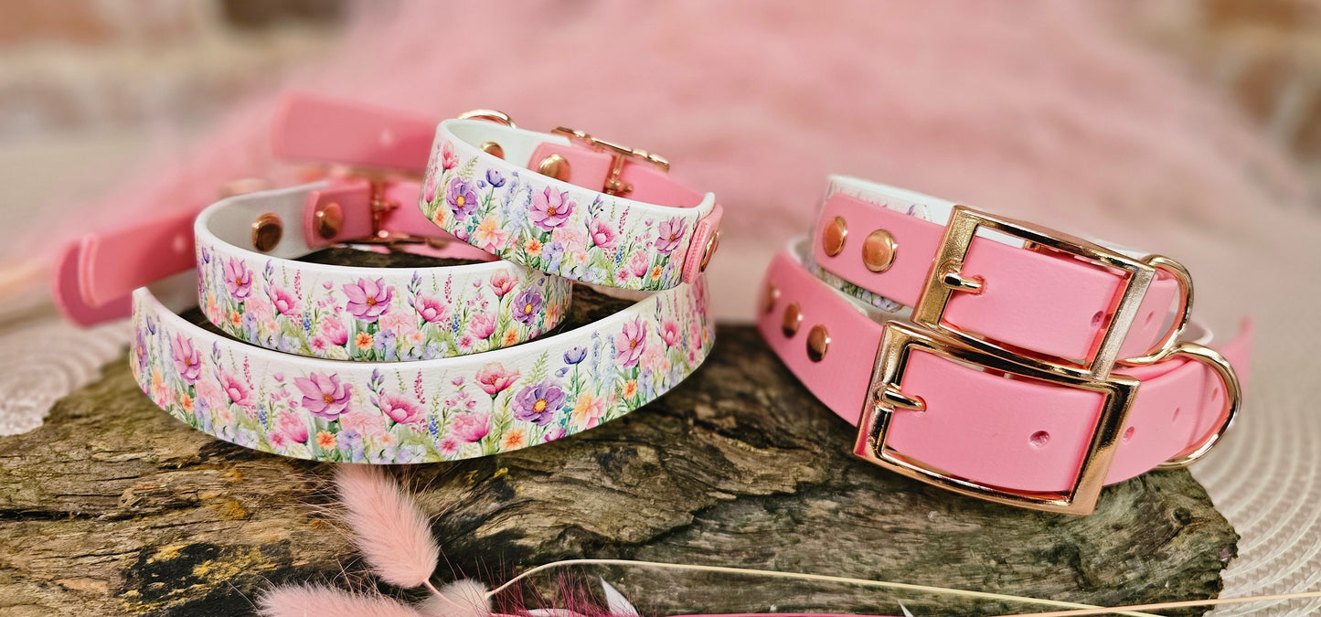 Pink Blossom Waterproof BioThane® Dog Collar