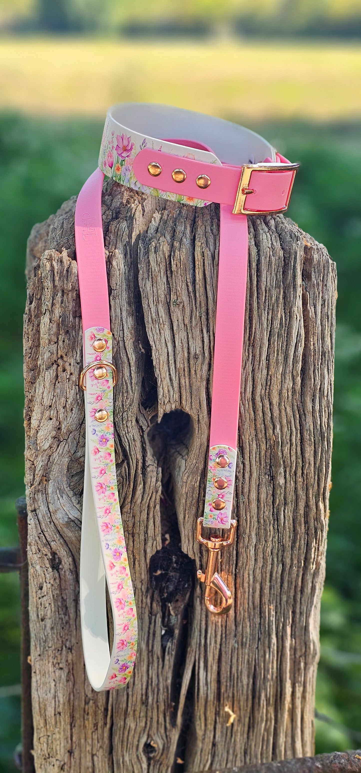 Pink Blossom Waterproof BioThane® Sighthound Collar