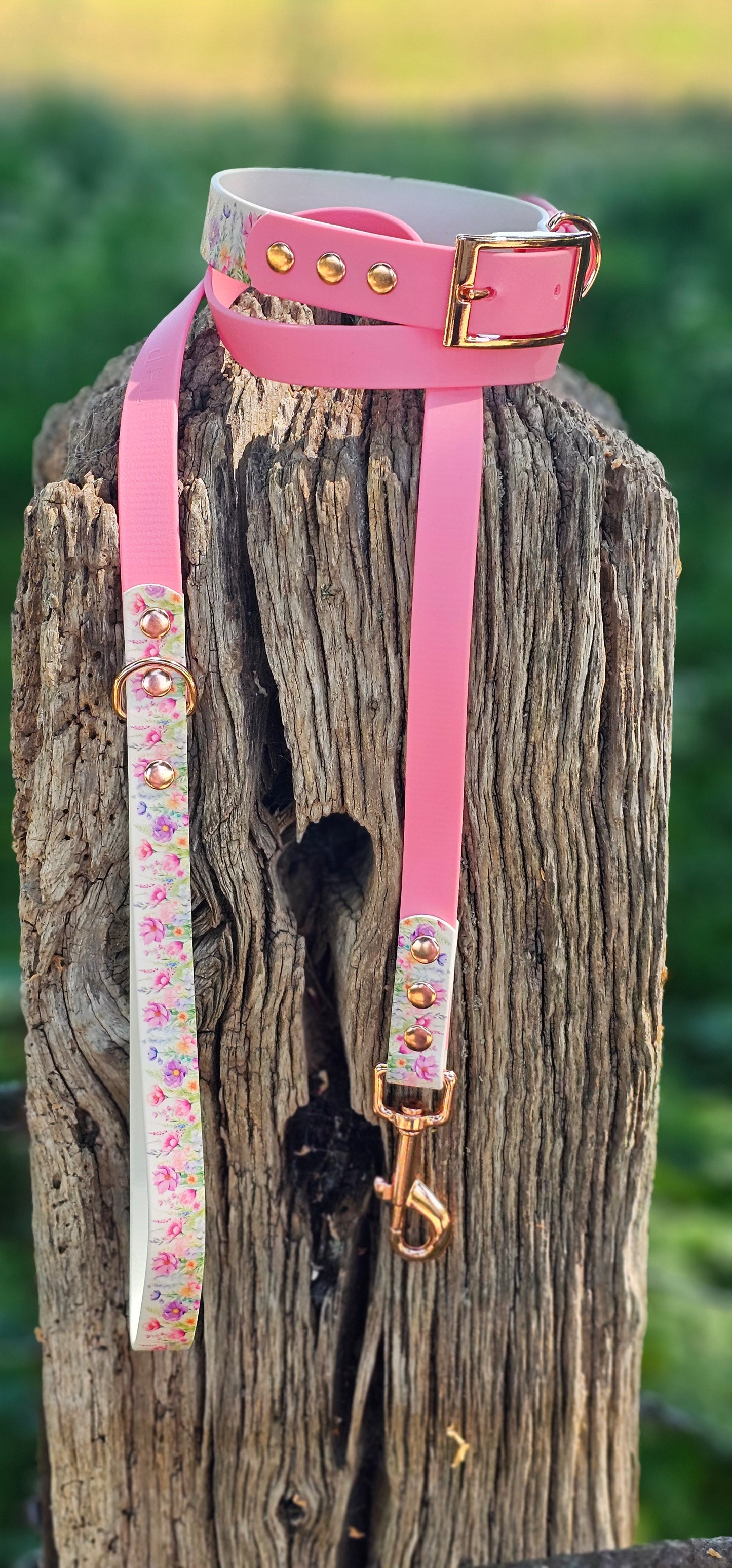 Pink Blossom Waterproof BioThane® Dog Collar