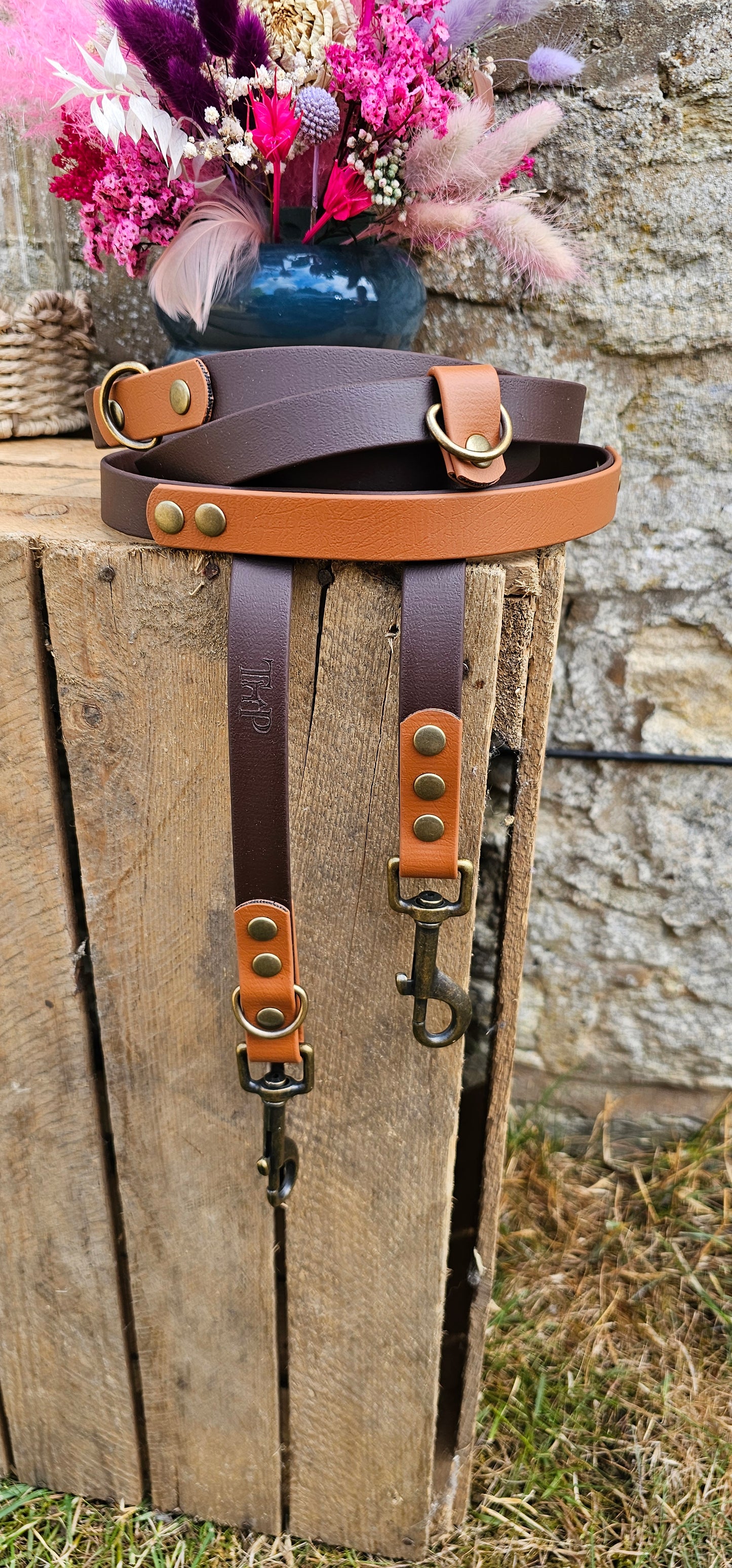 Dark Brown & Tan - Waterproof Biothane® Handsfree Dog Training Lead / Multiway Dog Lead
