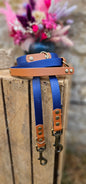 Navy & Light Brown - BioThane® waterproof Handsfree Dog Training Lead / Multiway Dog Lead
