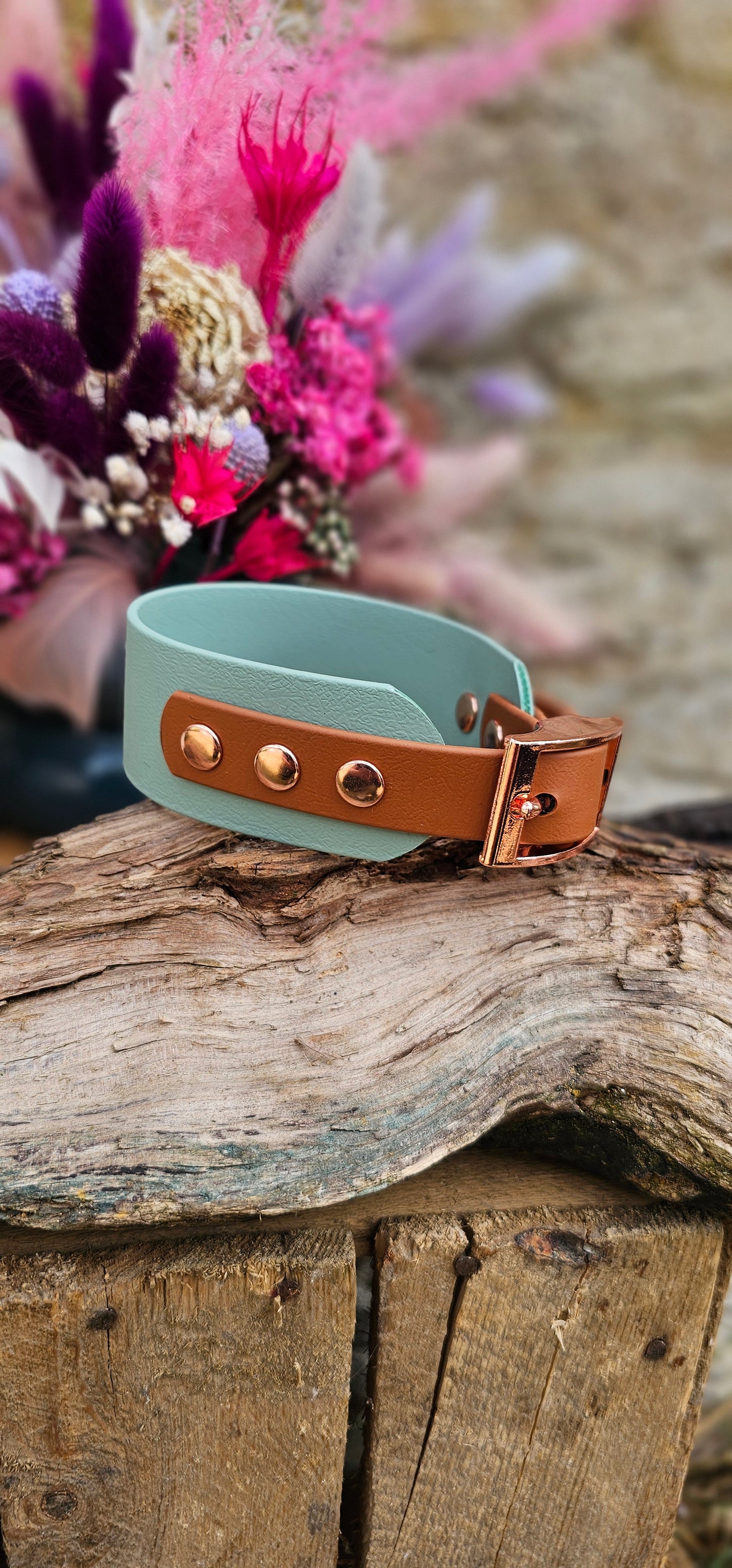 Sage & Tan - Waterproof BioThane© two-coloured Wide Fit Dog Collar / Martingale Collar