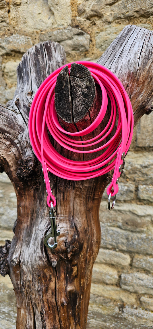 Neon Pink - Waterproof Dog Long Line Lead