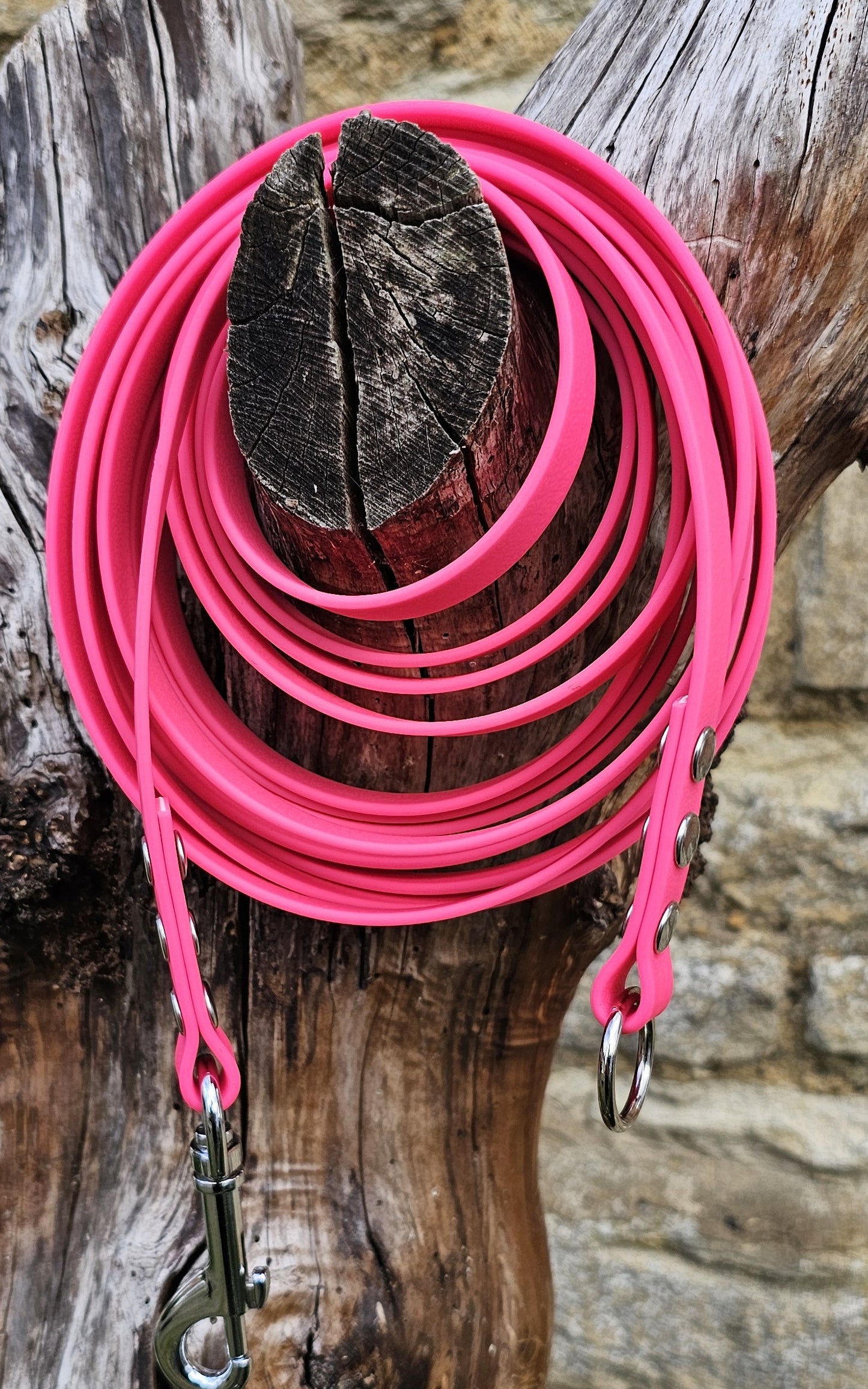 Neon Pink - Waterproof Dog Long Line Lead