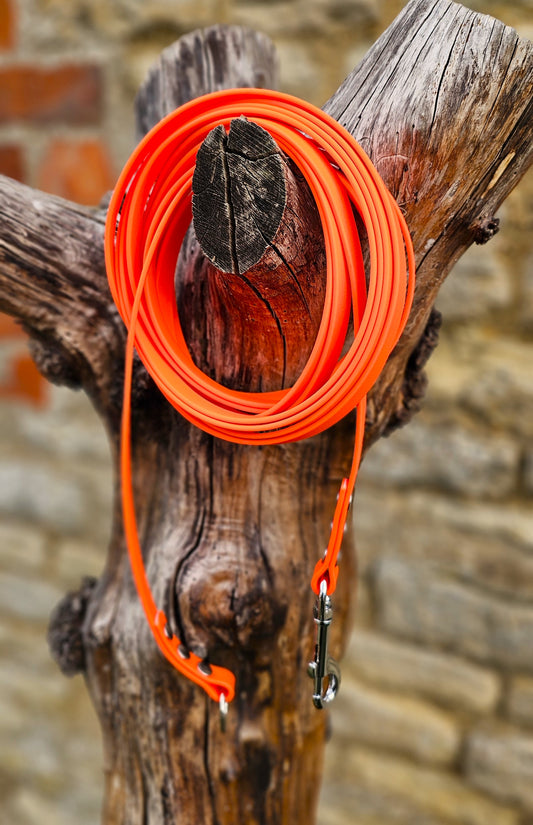 Neon Orange - Waterproof Dog Long Line Lead