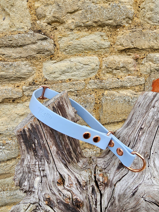 Baby Blue - Waterproof BioThane© safe-stop Slip Dog Collar