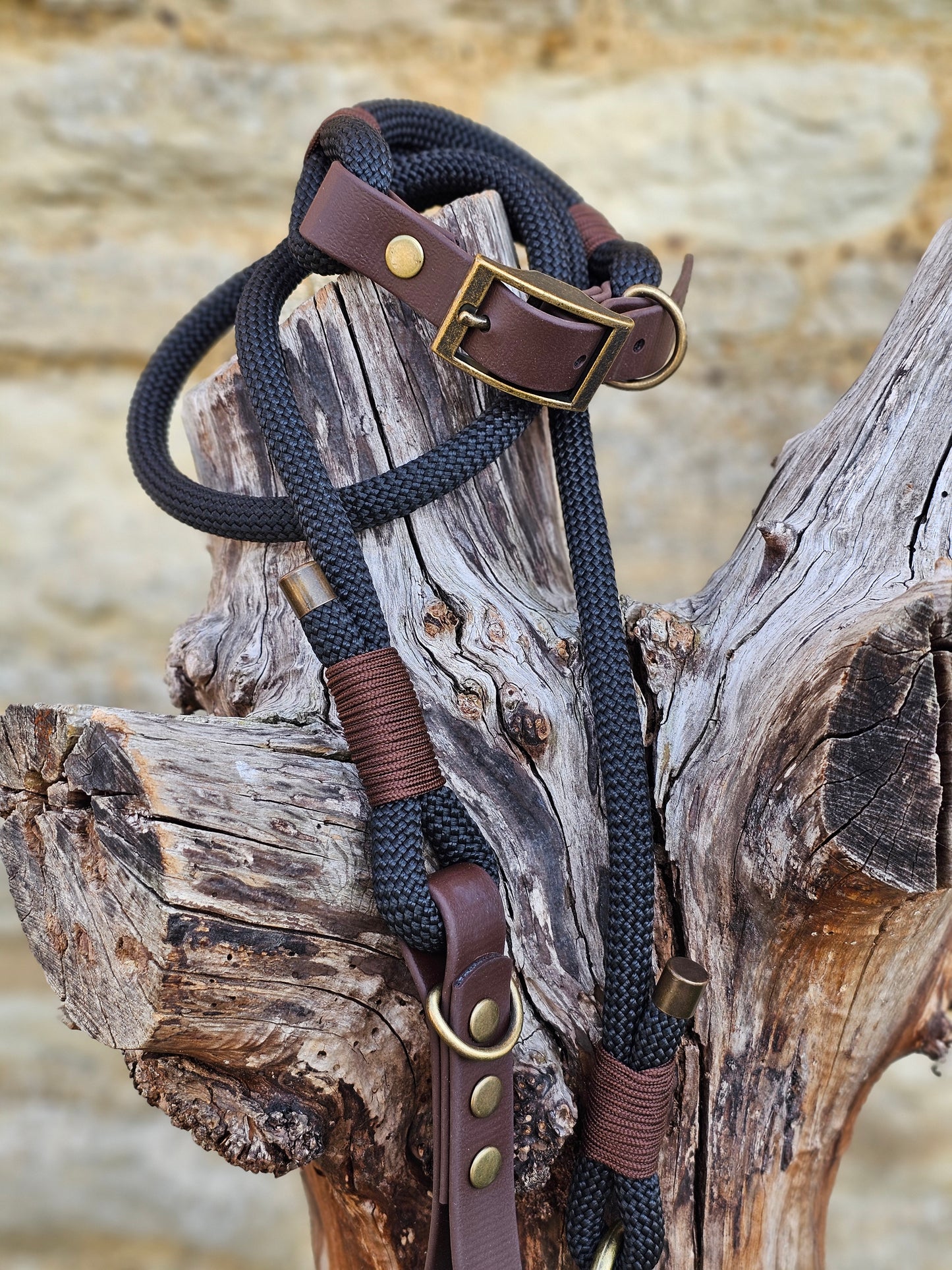 BLACK & DARK BROWN - Classic Rope BioThane® Dog Collar