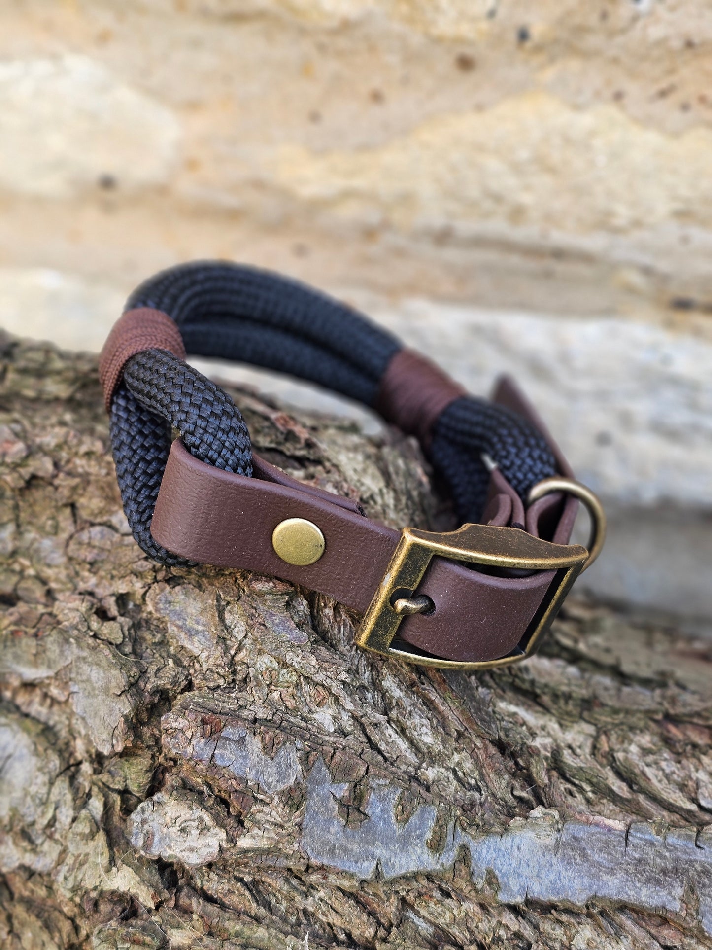 BLACK & DARK BROWN - Classic Rope BioThane® Dog Collar