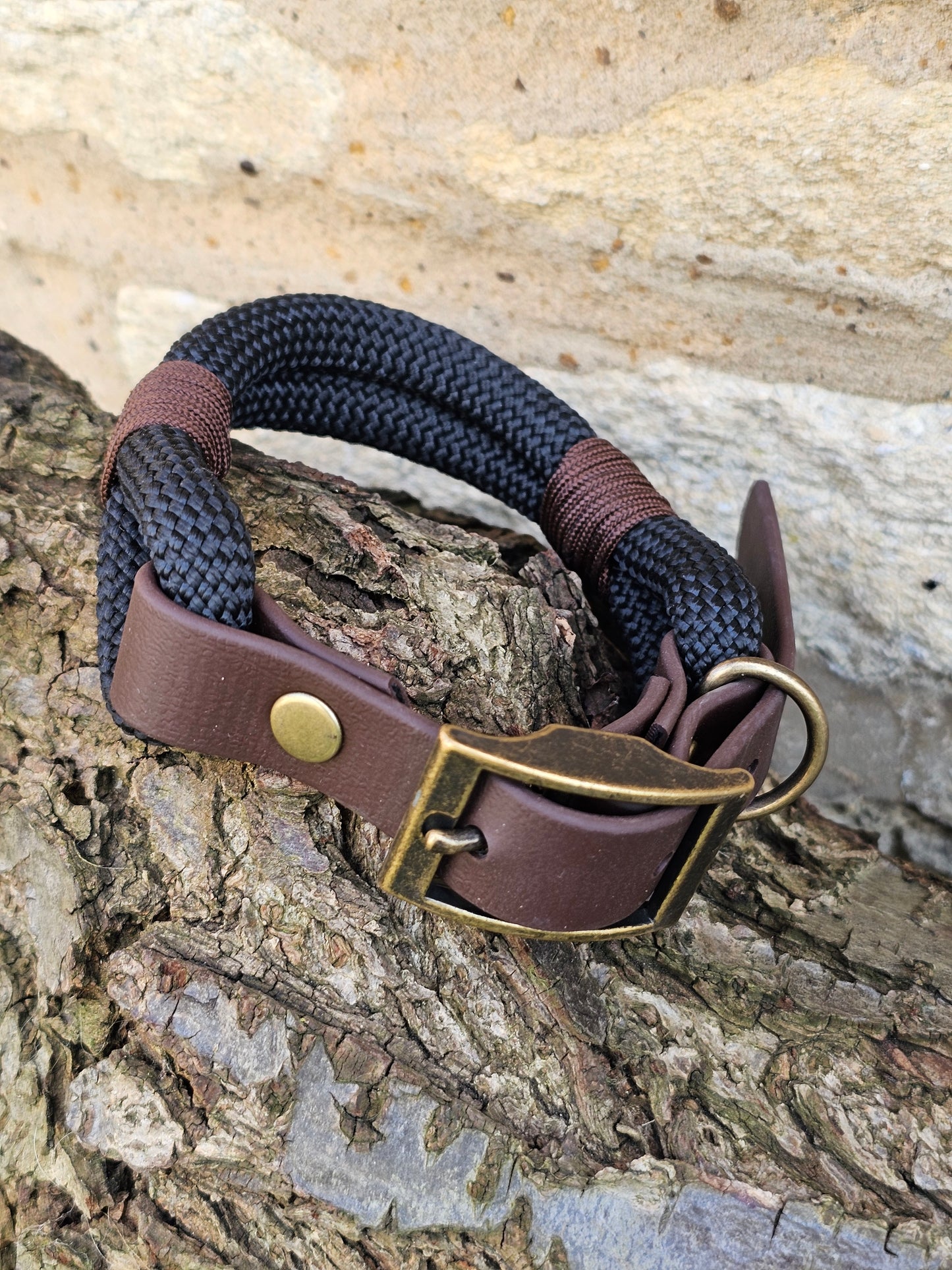 BLACK & DARK BROWN - Classic Rope BioThane® Dog Collar