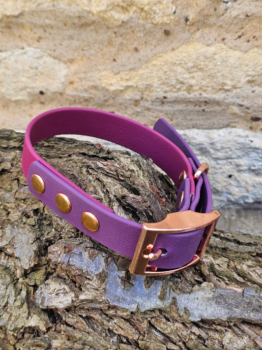 Burgundy & Aubergine - Waterproof BioThane© two-coloured Dog Collar