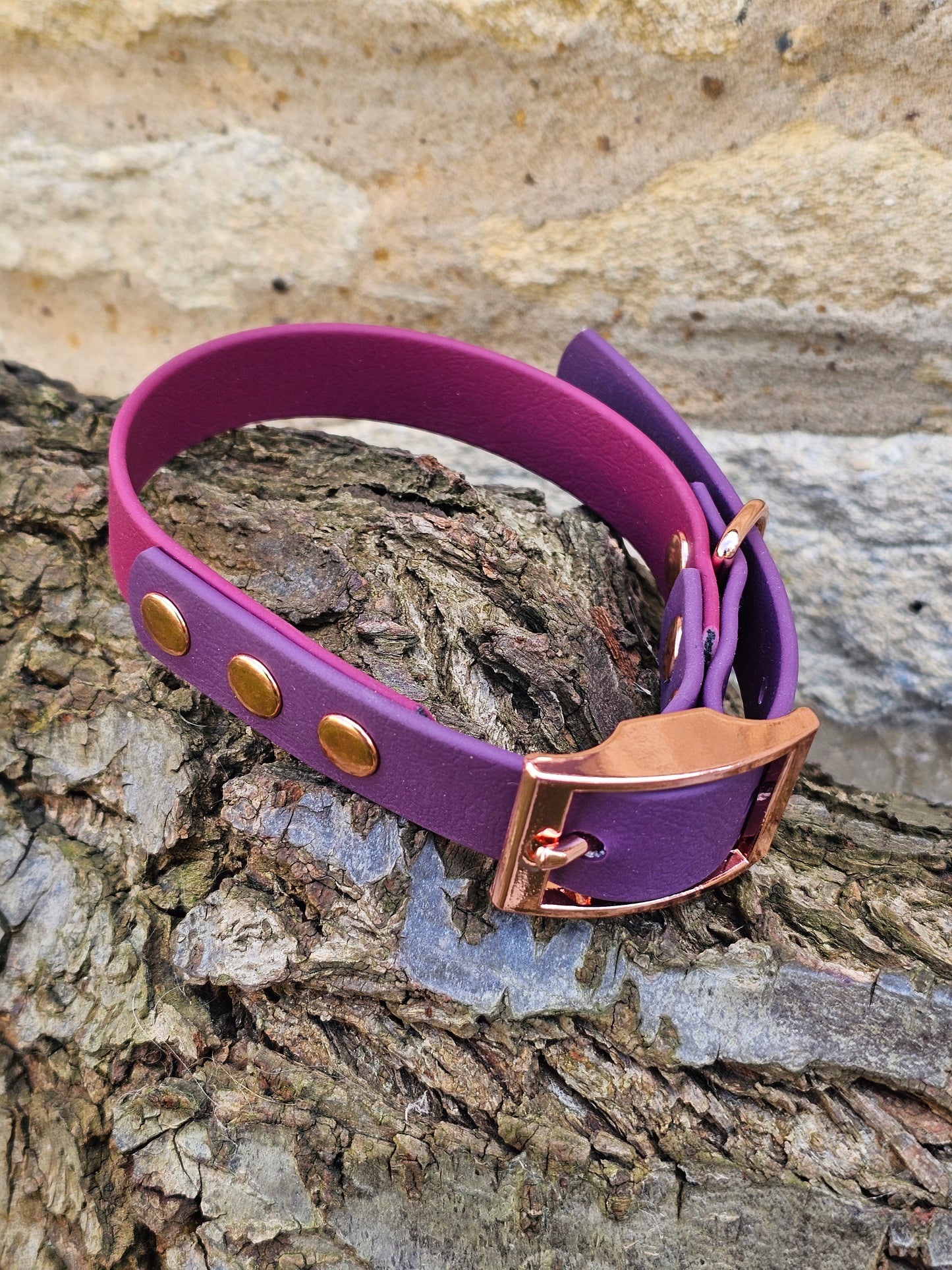 Burgundy & Aubergine - Waterproof BioThane© two-coloured Dog Collar