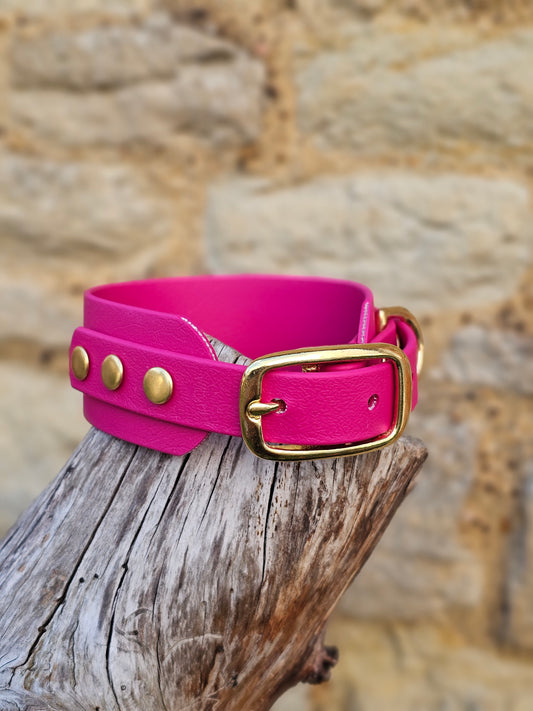 Magenta - Waterproof BioThane© Wide Fit Dog Collar / Sighthound Collar