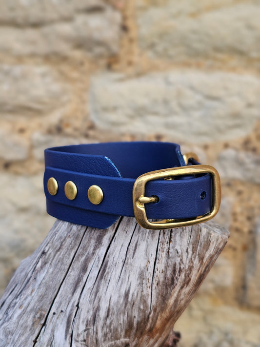 Navy - Waterproof BioThane© Wide Fit Dog Collar / Martingale Collar