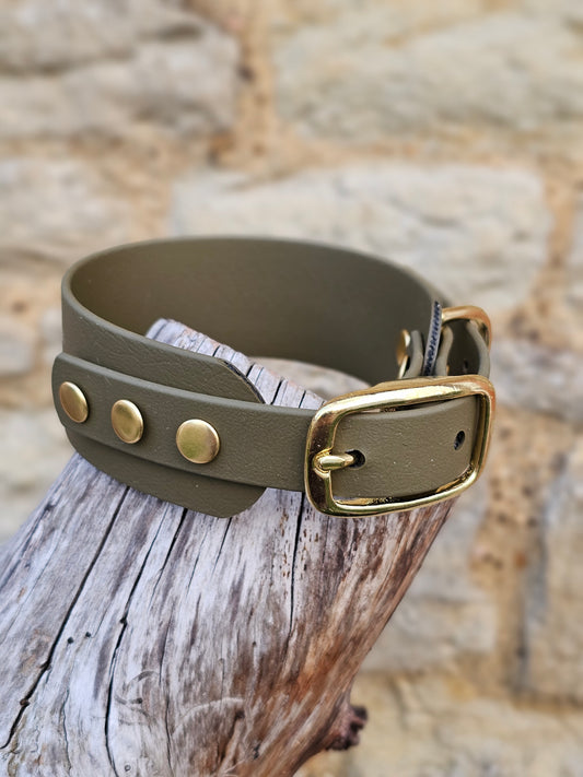 Olive - Waterproof BioThane© Wide Fit Dog Collar / Martingale Collar