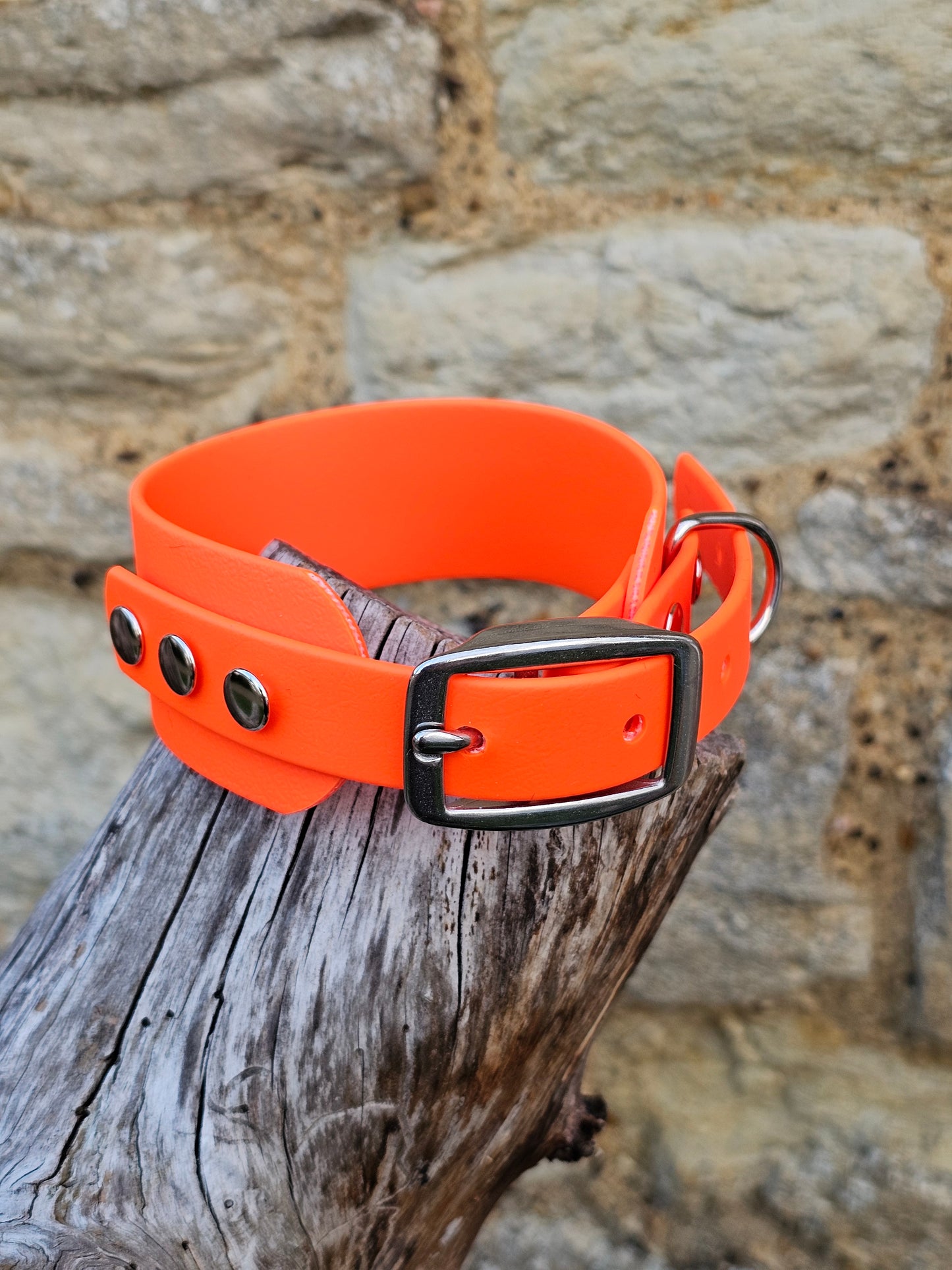 Neon Orange - Waterproof BioThane© Wide Fit Dog Collar / Martingale Collar