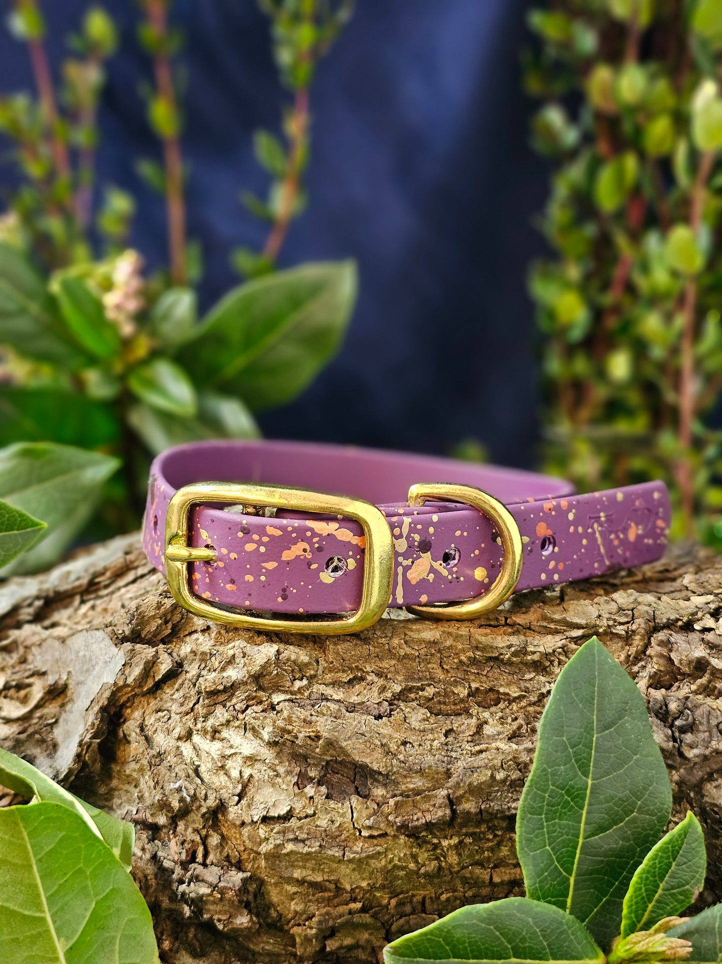 Celestial Aubergine - Biothane waterproof Splatter Design Dog Collar