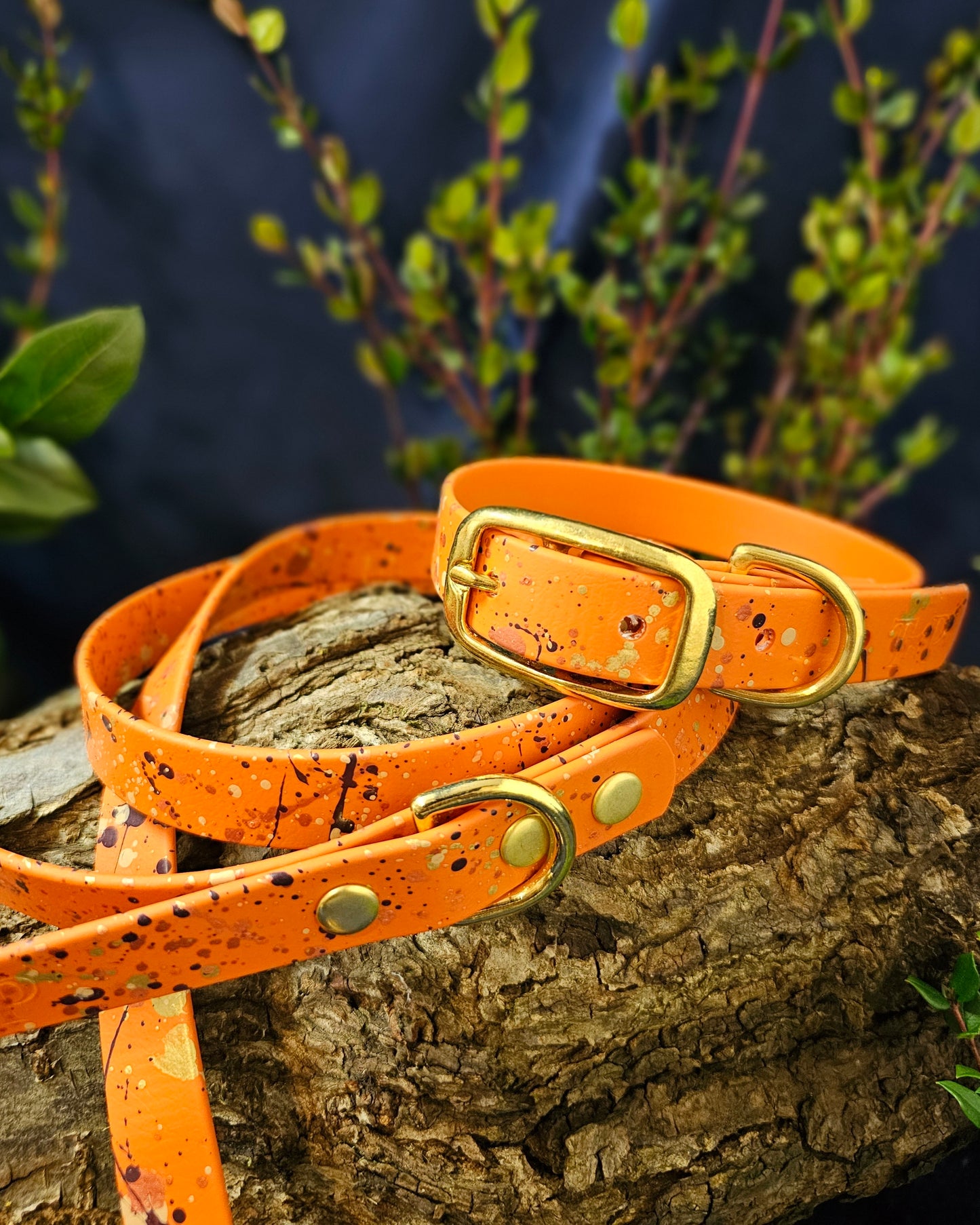 Celestial Burnt Orange - Biothane waterproof Splatter Design Dog Collar