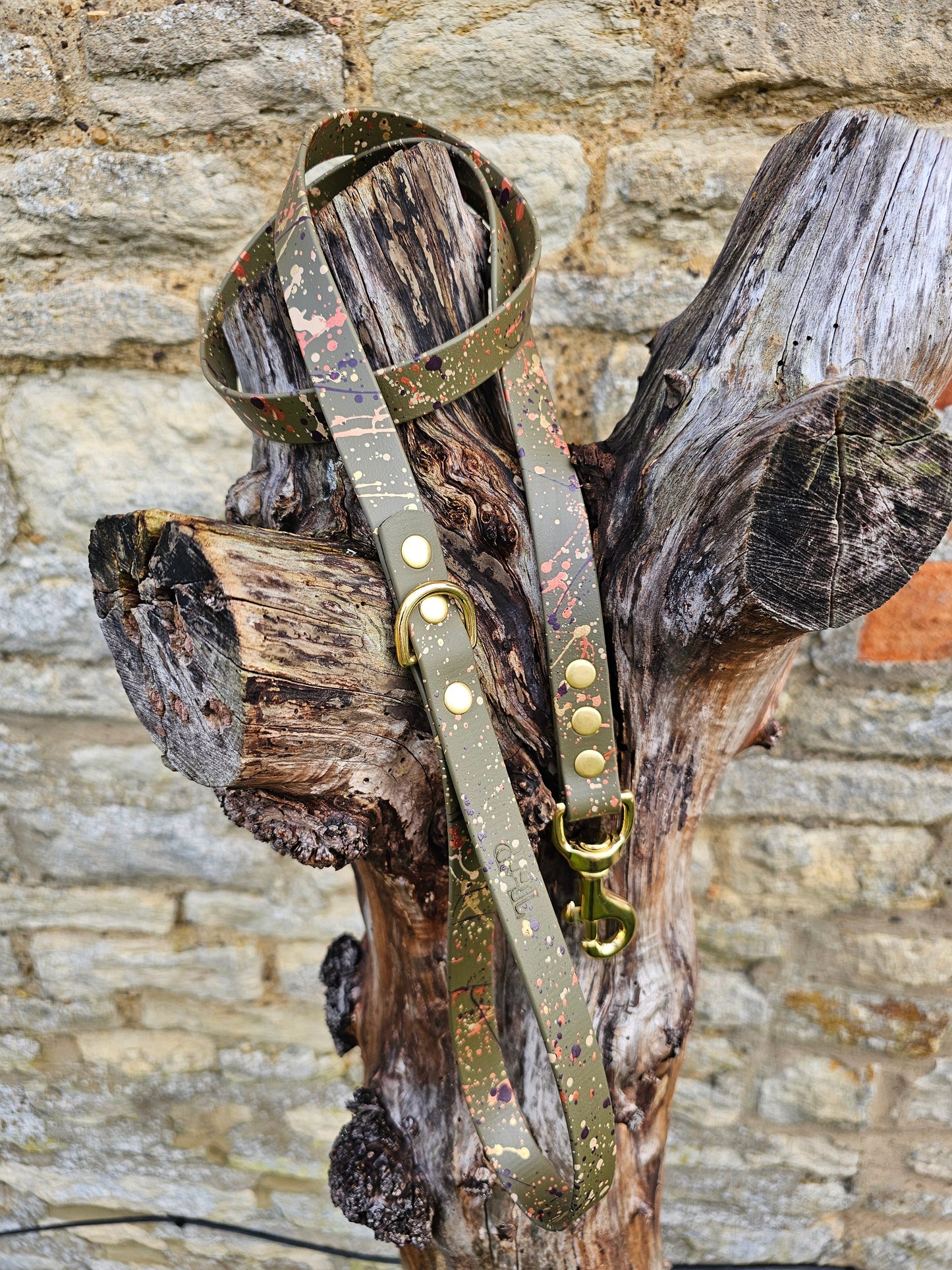 Celestial Olive – Waterproof BioThane® Splatter Dog Lead