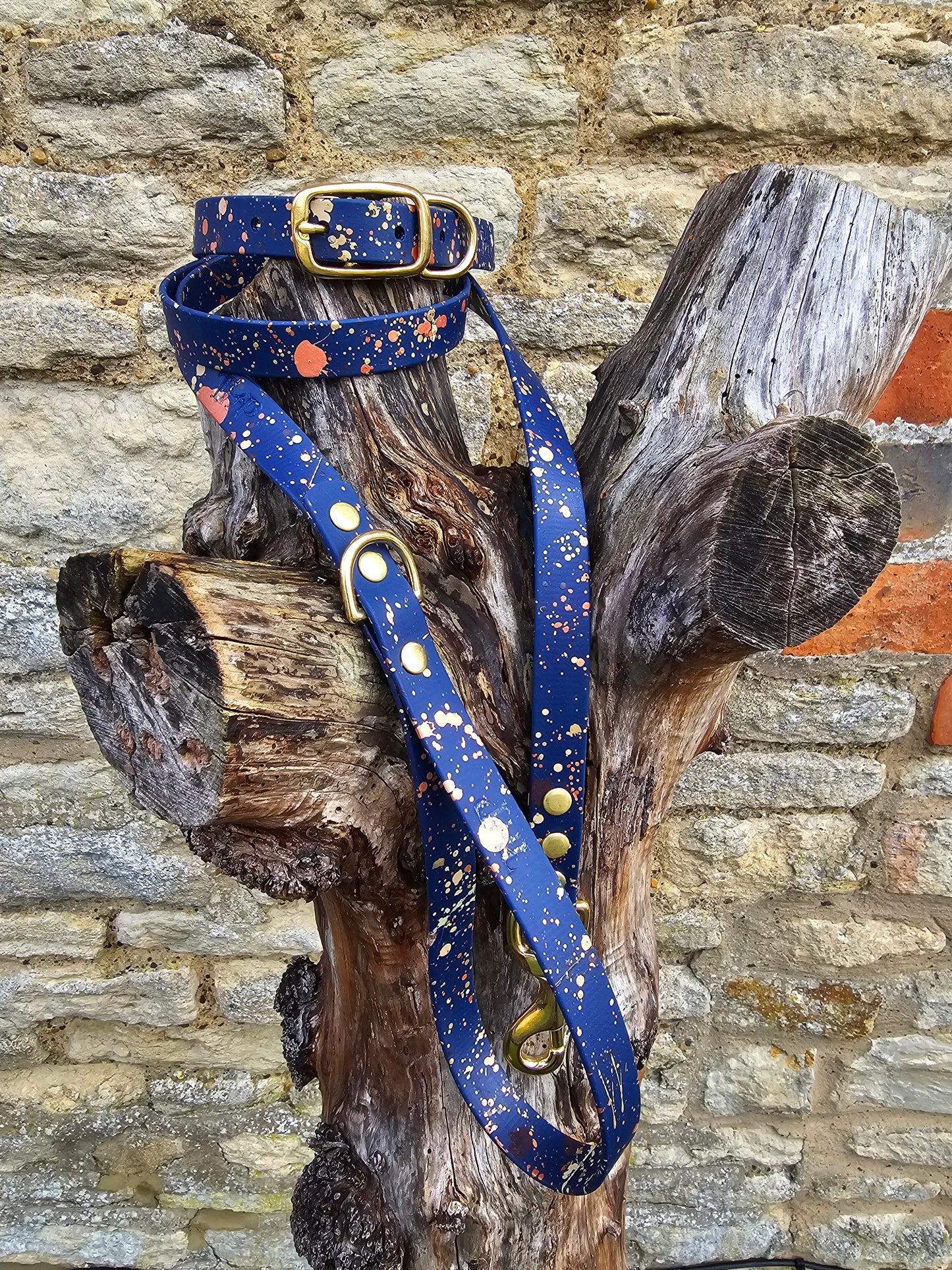 Celestial Navy - Biothane waterproof Splatter Design Dog Collar