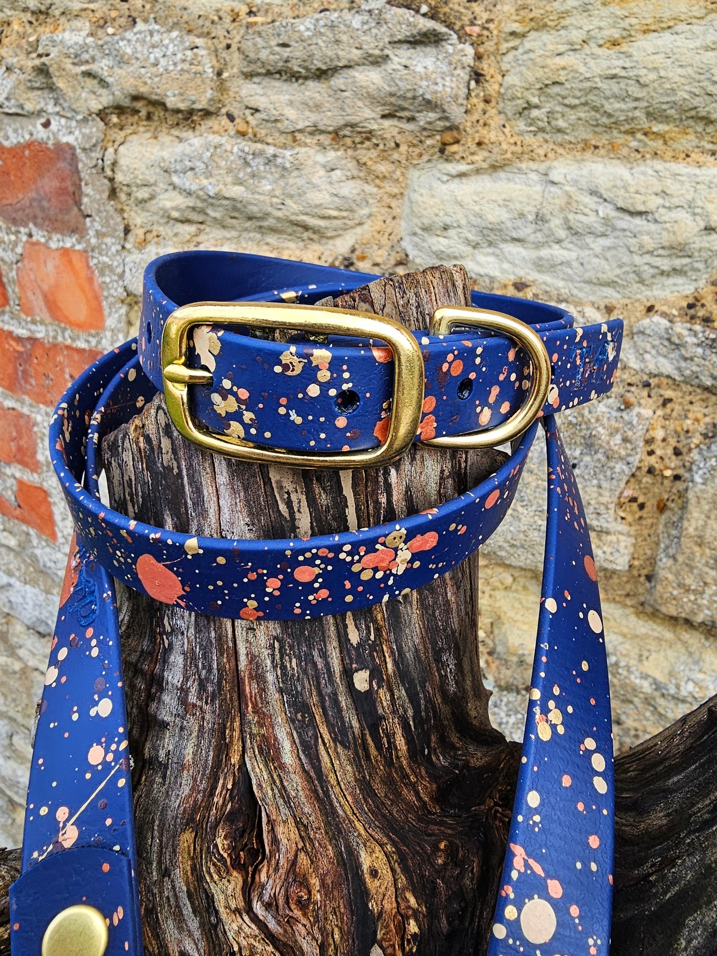Celestial Navy - Biothane waterproof Splatter Design Dog Collar