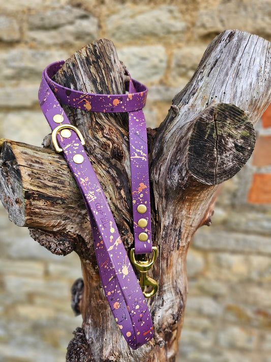Celestial Aubergine – Waterproof BioThane® Splatter Dog Lead