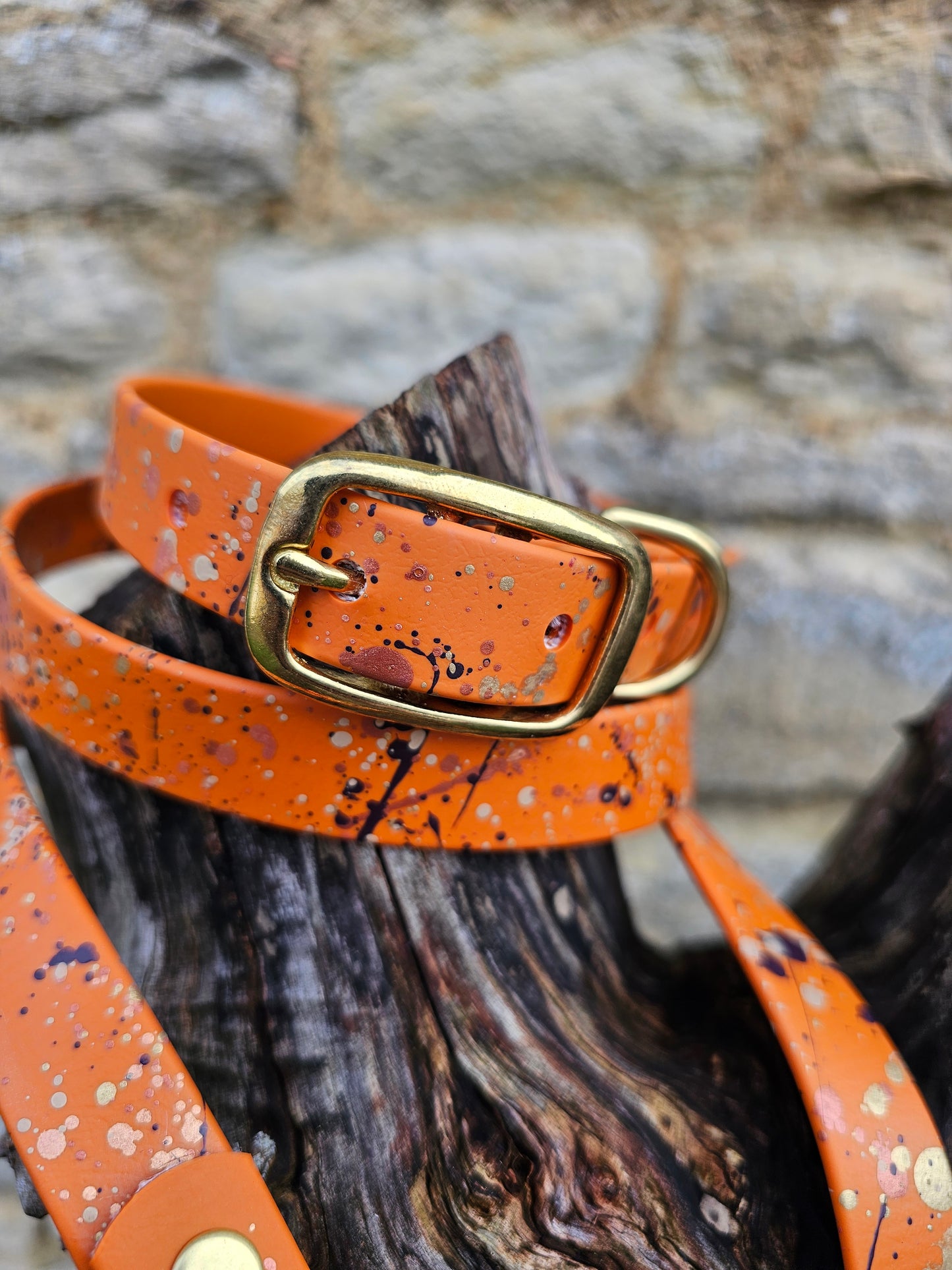 Celestial Burnt Orange - Biothane waterproof Splatter Design Dog Collar