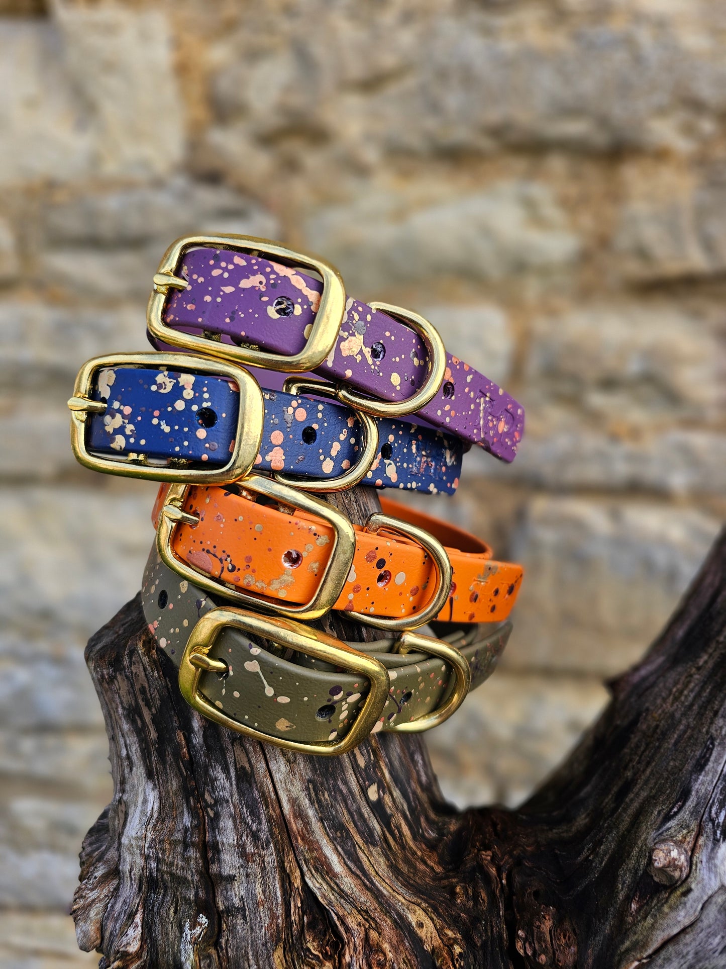Celestial Burnt Orange - Biothane waterproof Splatter Design Dog Collar