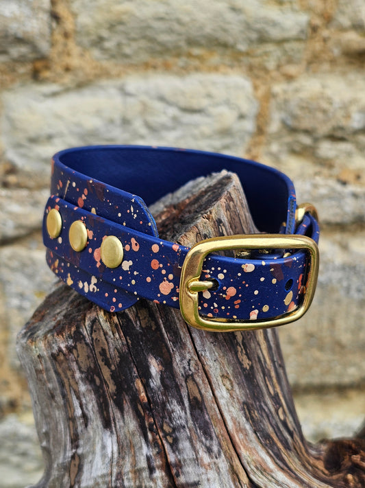 Celestial Navy - Waterproof BioThane© Sighthound Splatter Collar