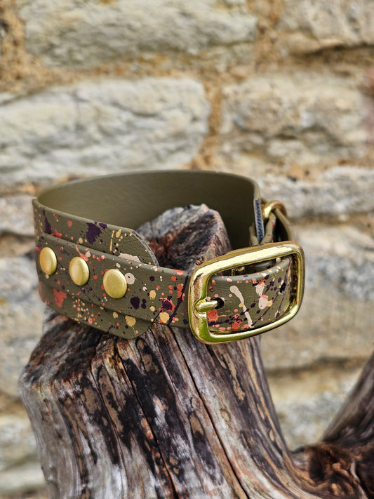 Celestial Olive - Waterproof BioThane© Sighthound Splatter Collar
