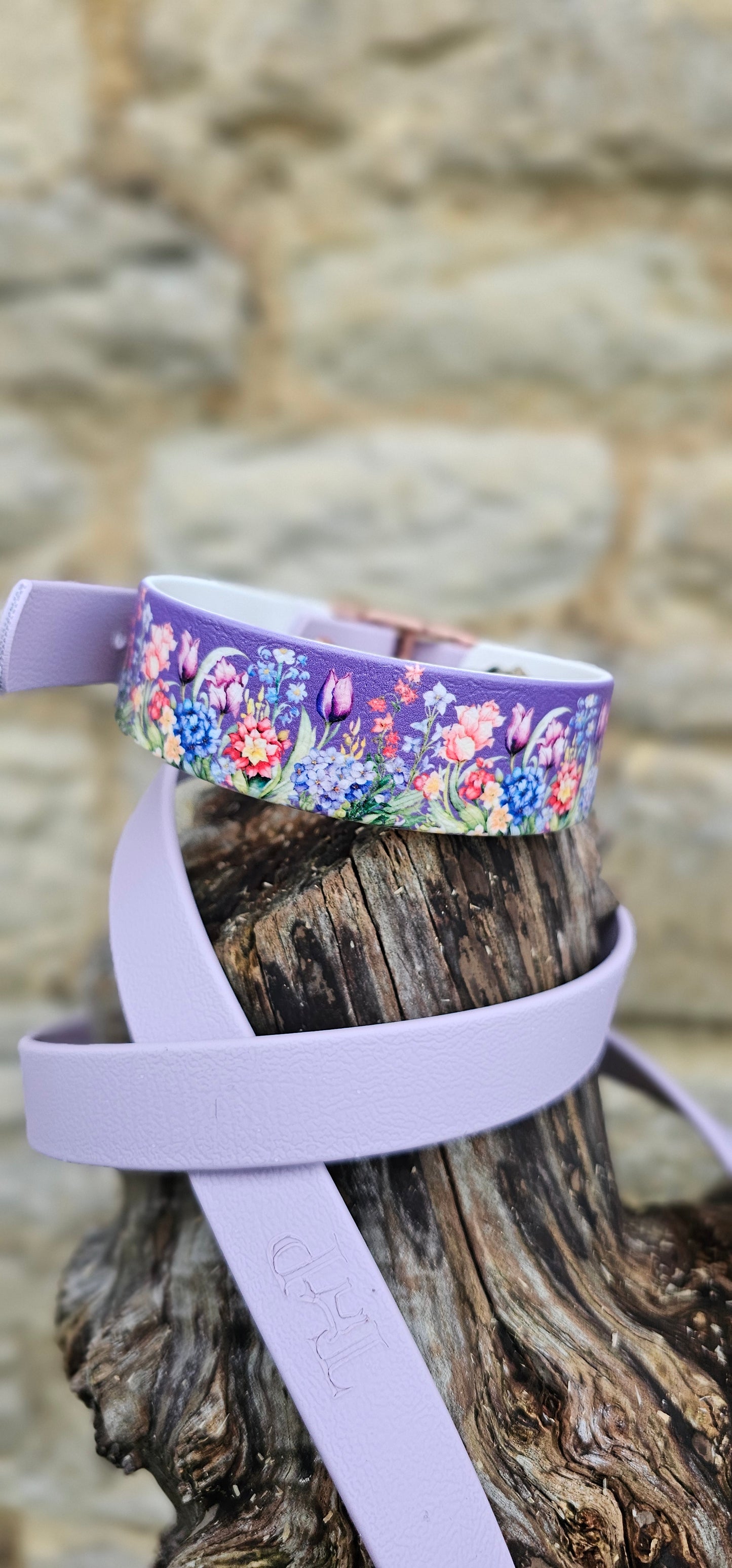 Twilight Blooms Waterproof BioThane® Dog Collar