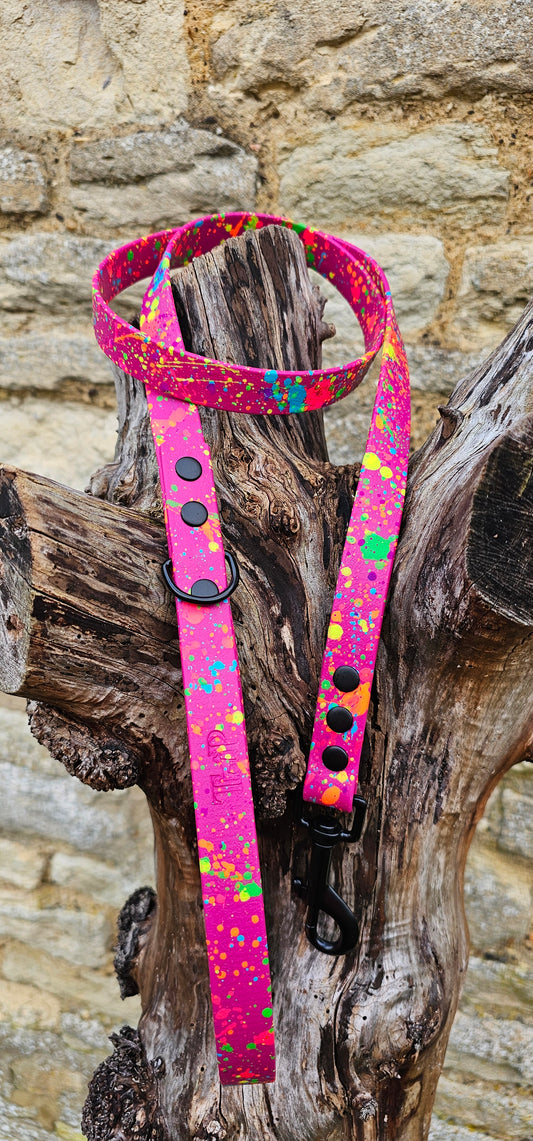 Magenta - Waterproof BioThane® Neon Splatter Dog Lead