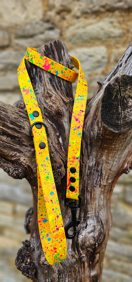 Yellow - Waterproof BioThane® Neon Splatter Dog Lead