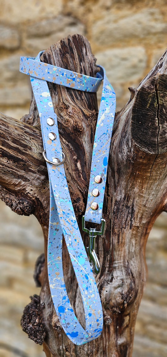 Pastel Blue - Waterproof BioThane® Pastel Splatter Dog Lead