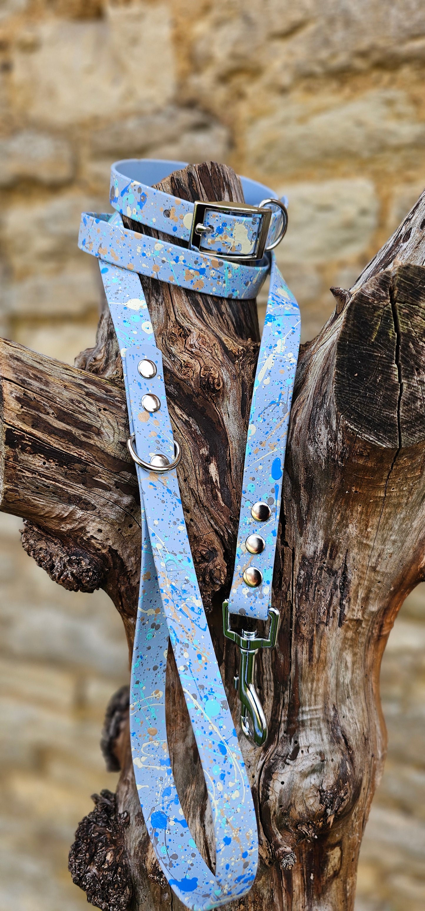 Baby Blue - Waterproof BioThane® Pastel Splatter Dog Lead