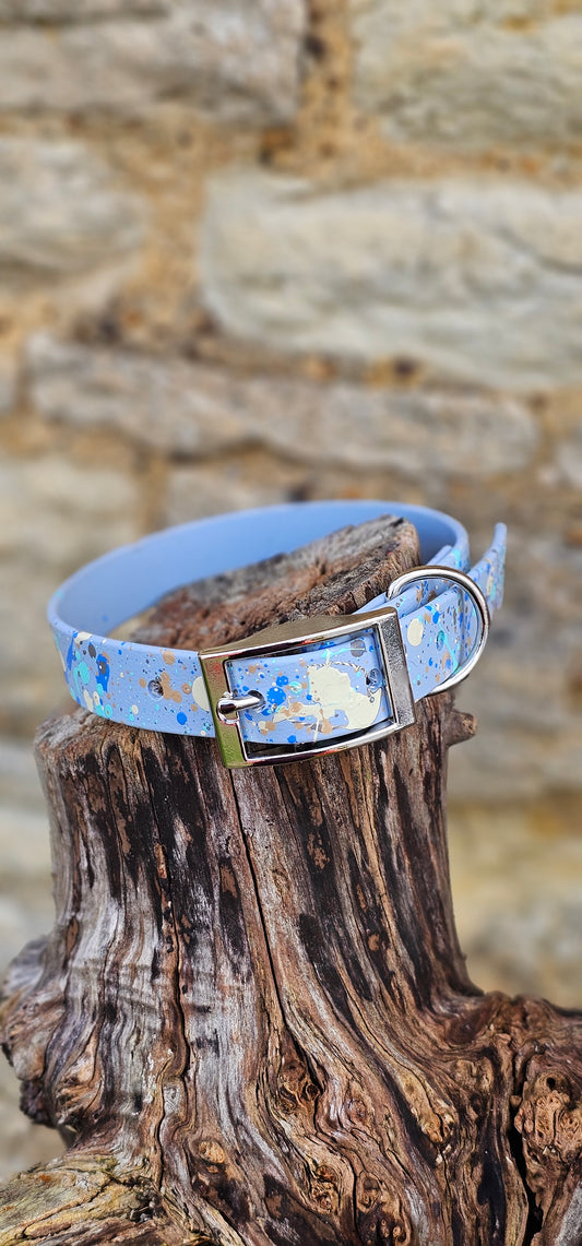 Pastel Blue - Waterproof BioThane® Pastel Splatter Dog Collar