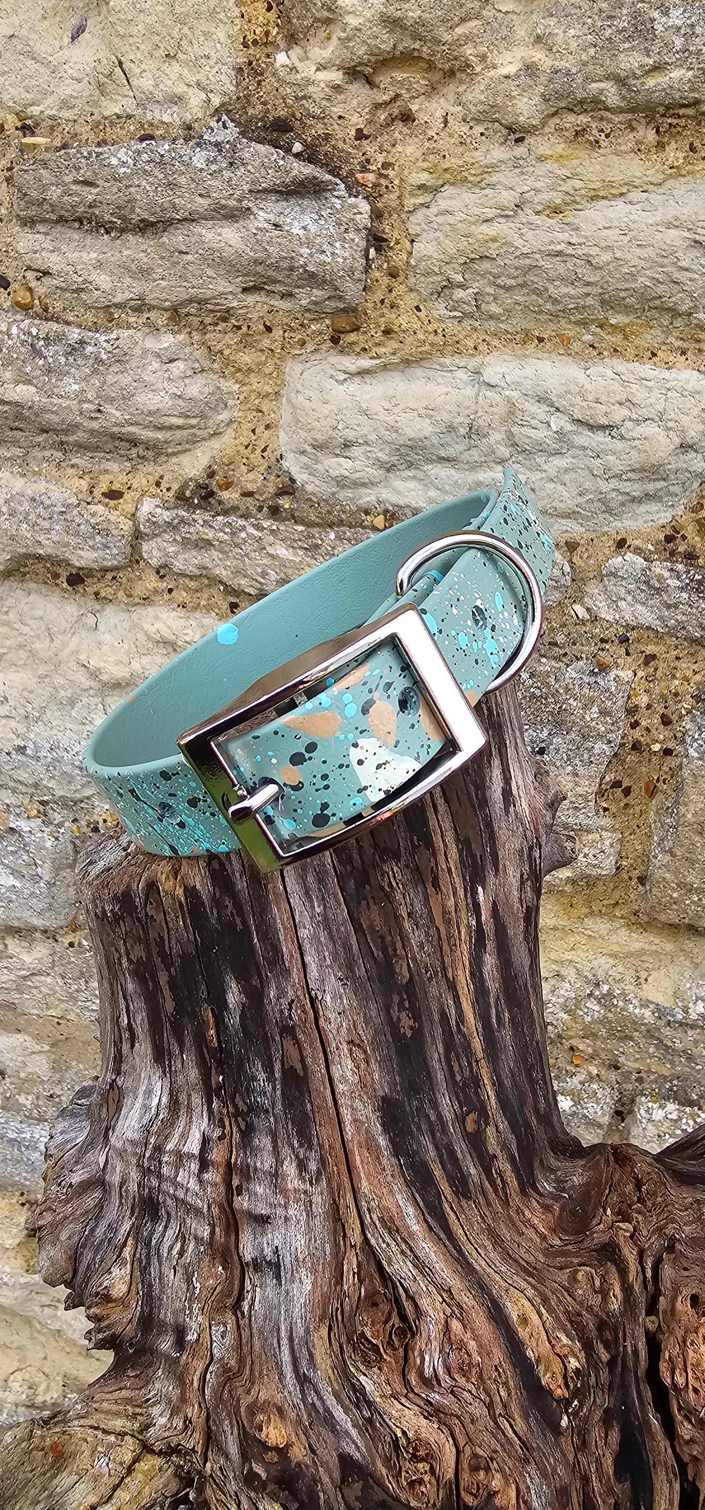 Sage - Waterproof BioThane® Pastel Splatter Dog Collar