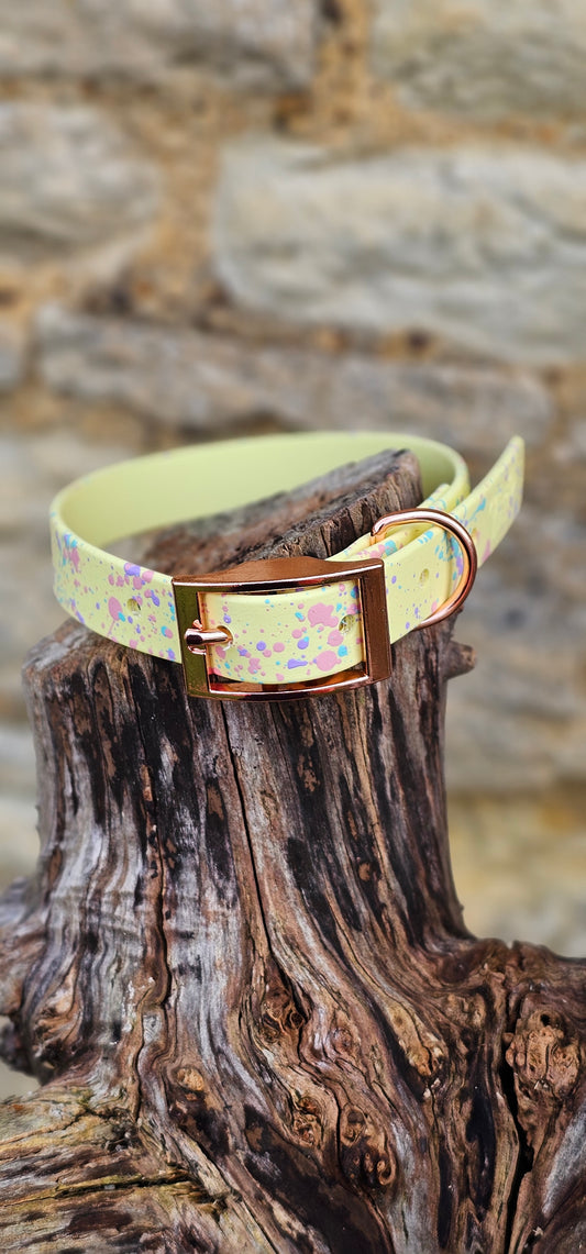 Lemon - Waterproof BioThane® Pastel Splatter Dog Collar