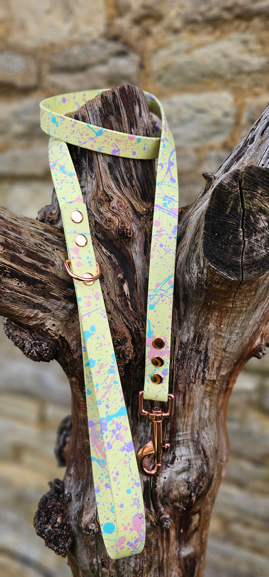 Lemon - Waterproof BioThane® Pastel Splatter Dog Lead