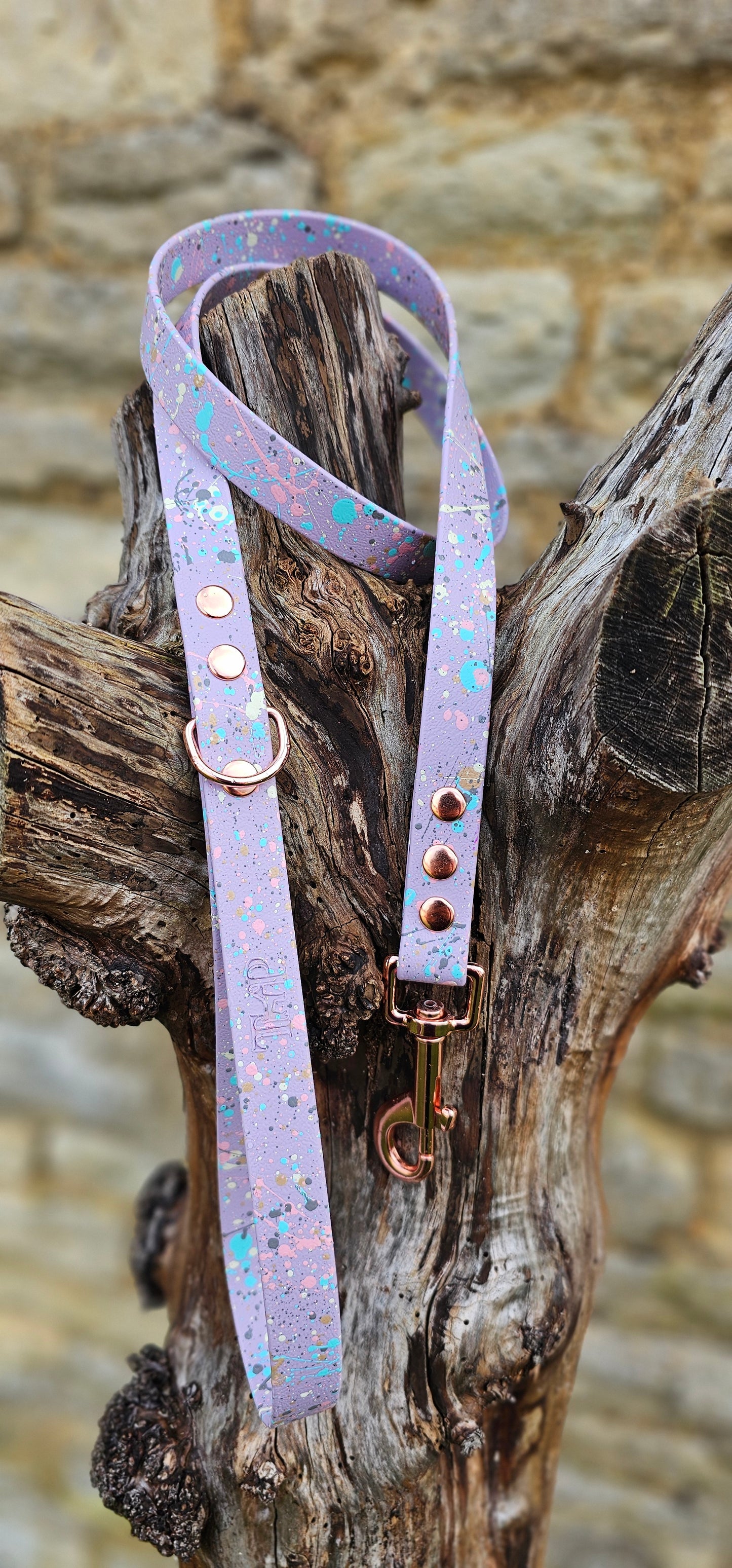 Lilac - Waterproof BioThane® Pastel Splatter Dog Lead