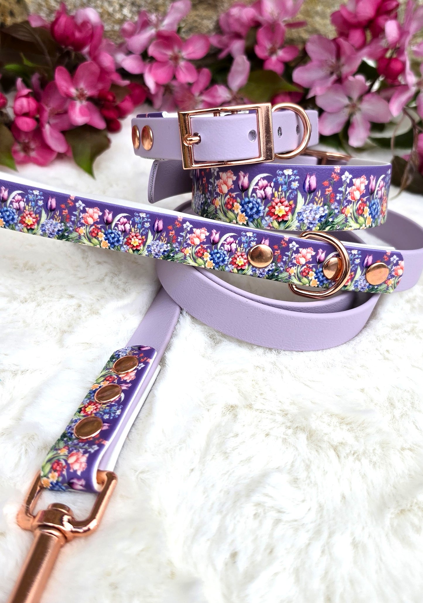 Twilight Blooms Waterproof BioThane® Dog Collar