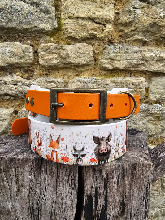 Hello Woodland – Waterproof BioThane® wide-fit Martingale Dog Collar