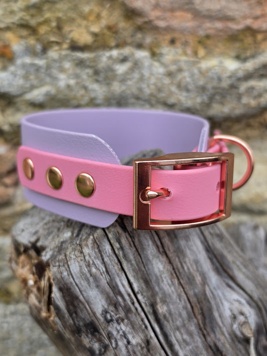 Lilac & Baby Pink - Waterproof BioThane© two-coloured Wide Fit Dog Collar / Martingale Collar